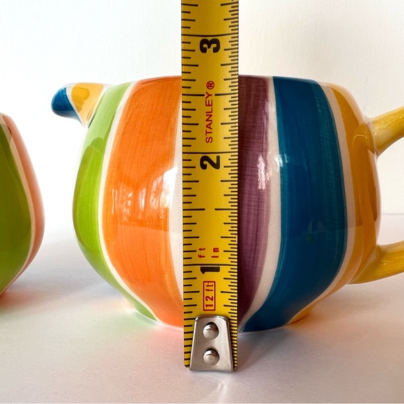 Vintage Hand Painted Cabana Stripes Sugar & Creamer Canhome Thailand - Picture 4 of 11